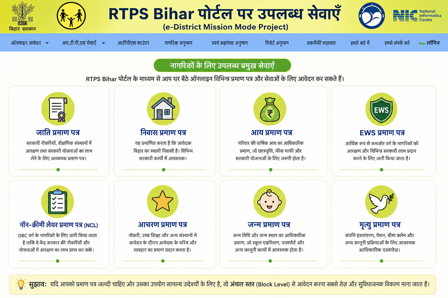 RTPS Bihar Services